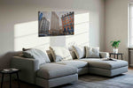 City Symphony at Dusk II urban canvas print, displayed in a living room