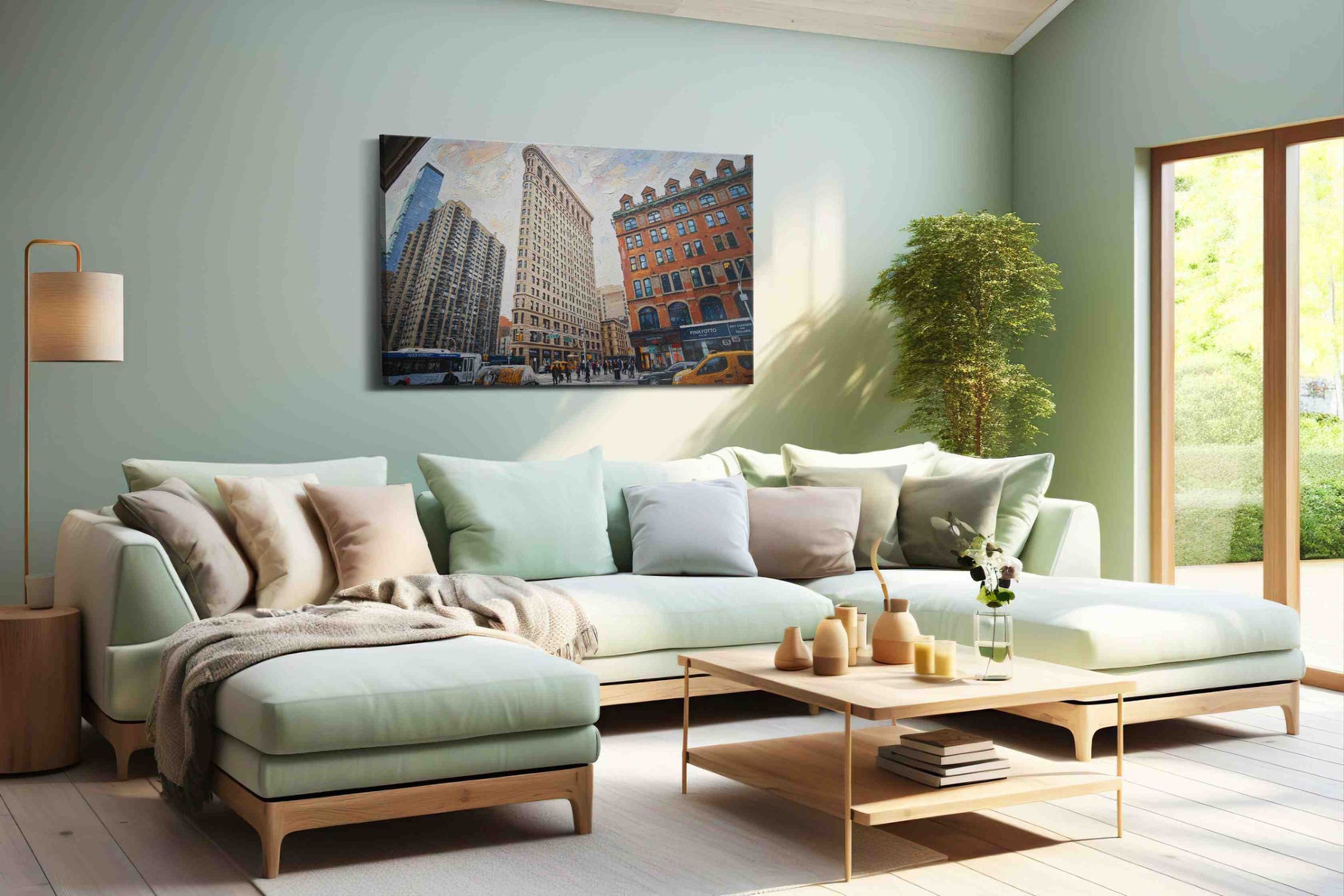 City Symphony at Dusk II urban canvas print, hanging on wall