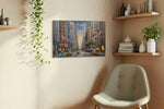 City Symphony at Dusk III urban canvas print, displayed in a living room