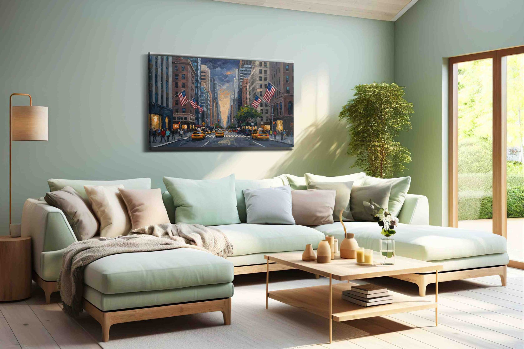City Symphony at Dusk III urban canvas print, hanging on wall