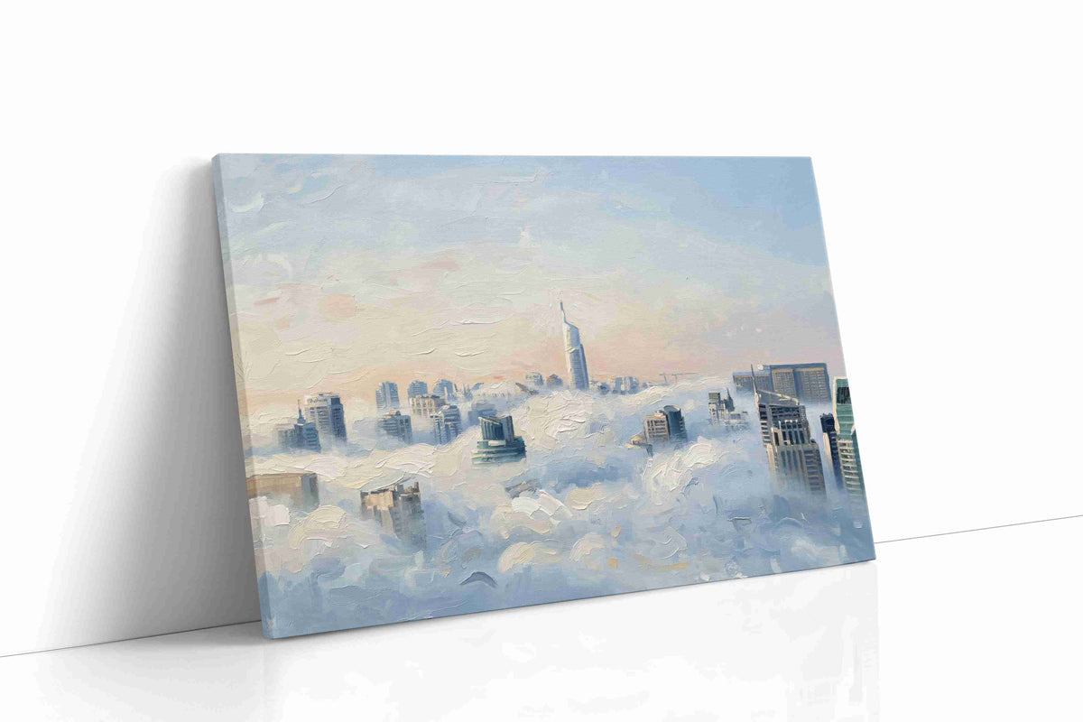 City in the Clouds urban canvas print, gallery-wrapped, ready to hang