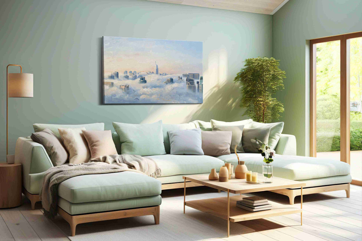 City in the Clouds – urban canvas wall art, gallery-wrapped, ready to hang