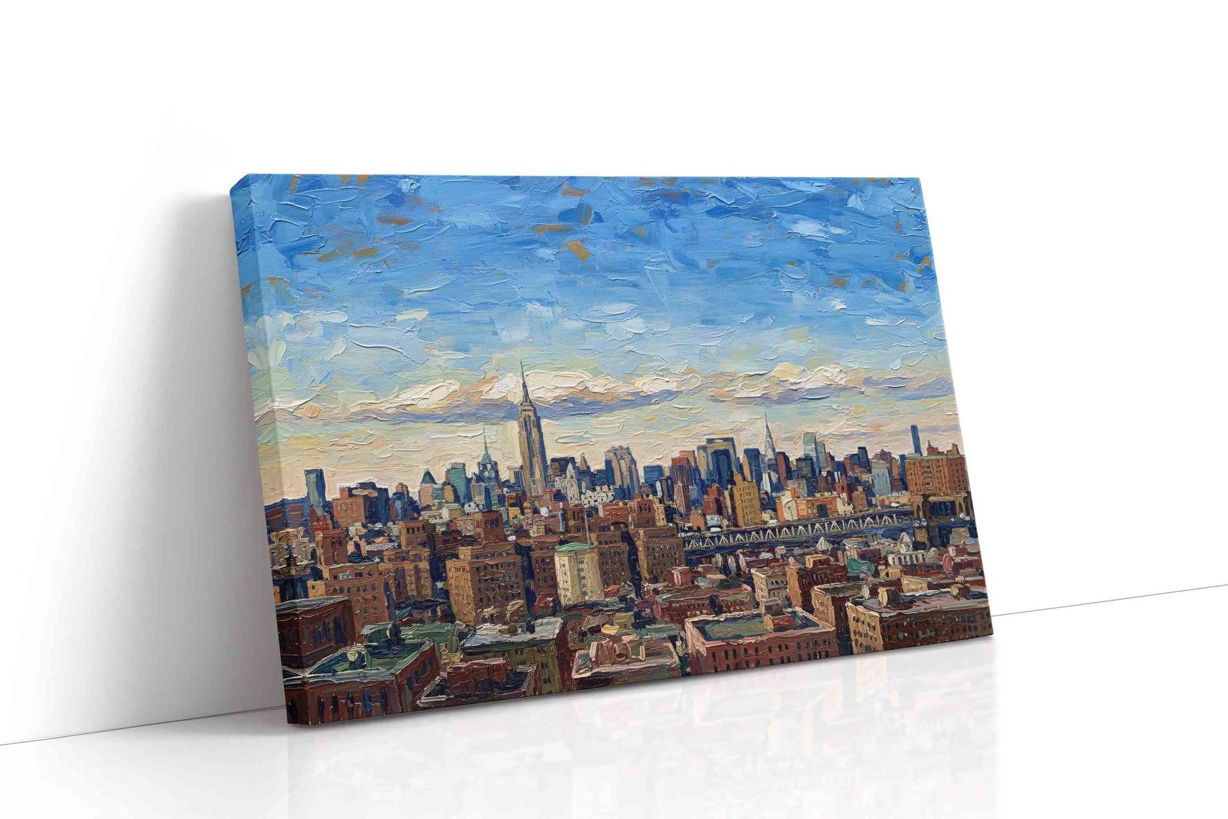Cityscape Symphony in Blue urban canvas print, gallery-wrapped, ready to hang