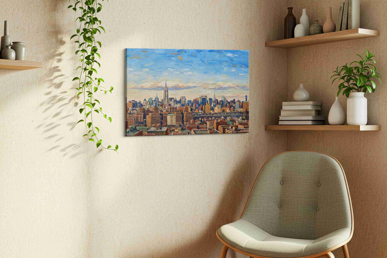 Cityscape Symphony in Blue – urban canvas wall art, gallery-wrapped, ready to hang