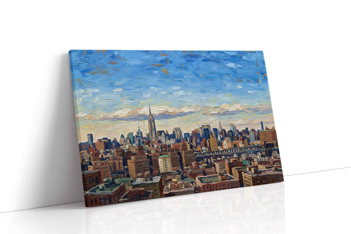 Cityscape Symphony in Blue urban canvas print gallery-wrapped landscape canvas studio shot