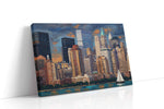 Golden Twilight Skyline urban canvas print, gallery-wrapped, ready to hang