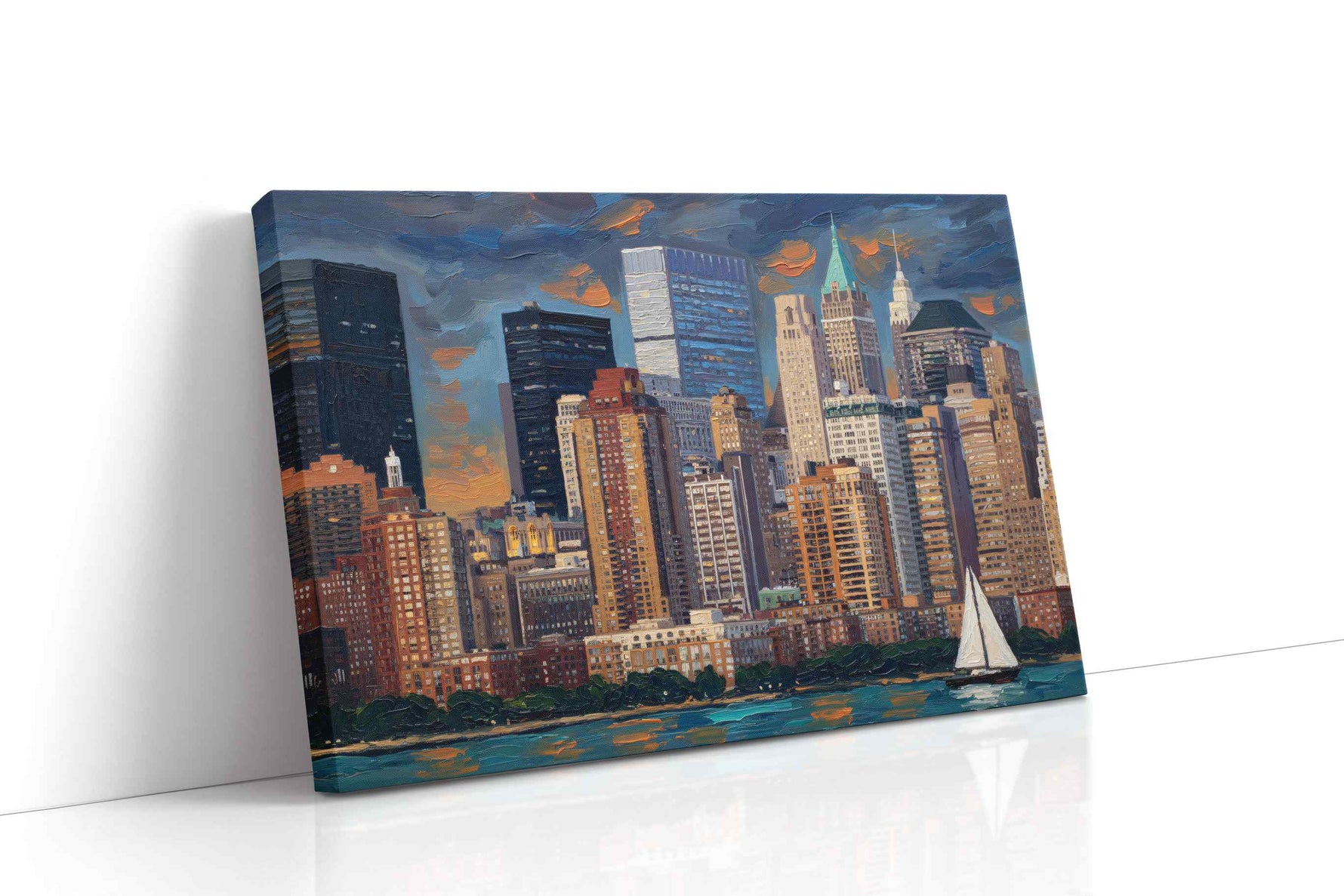 Golden Twilight Skyline urban canvas print, gallery-wrapped, ready to hang