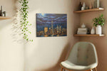 Luminous Cityscape Nocturne urban canvas print, hanging on wall