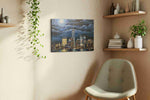 Luminous Metropolis – urban canvas wall art, gallery-wrapped, ready to hang