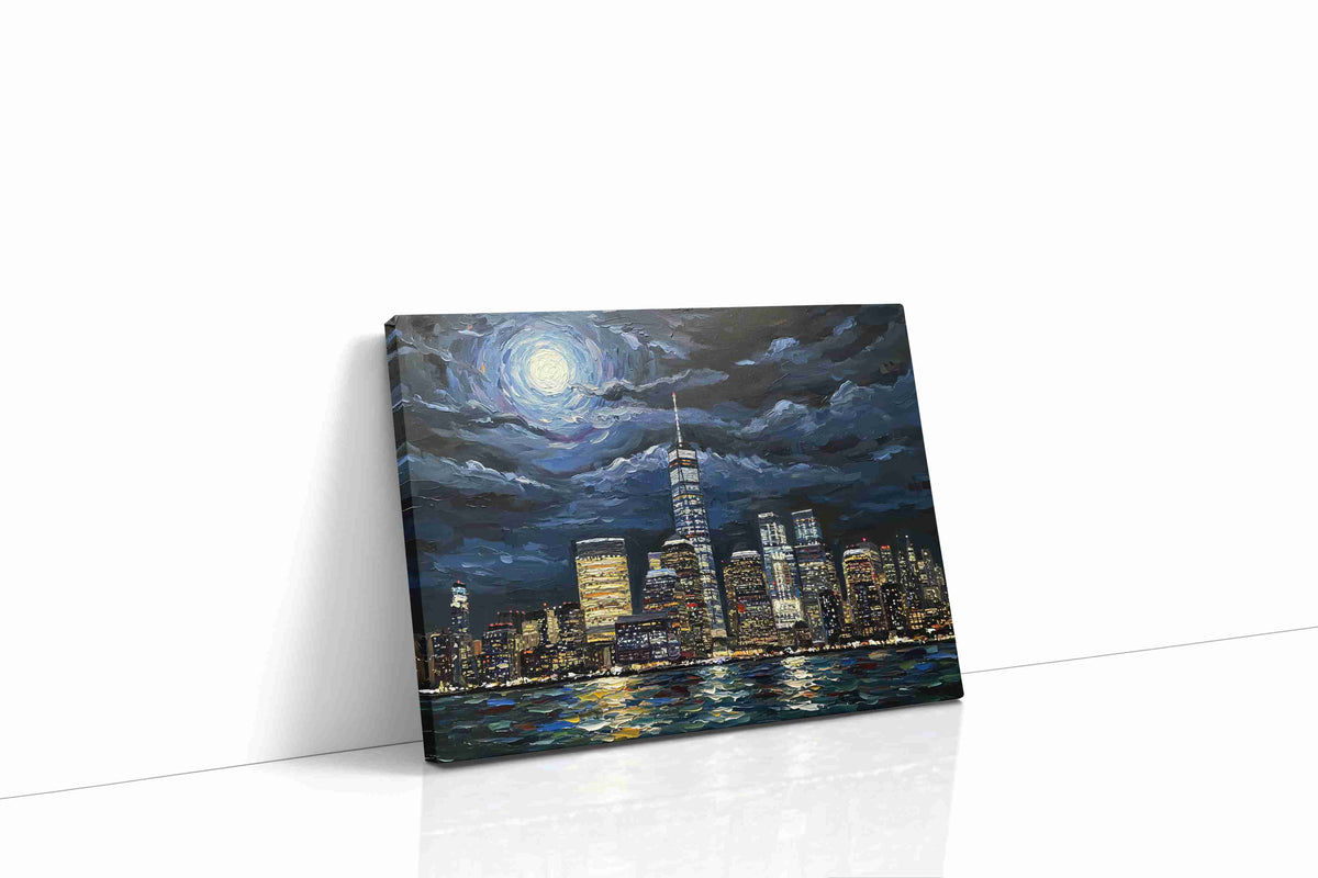 Luminous Metropolis urban canvas print gallery-wrapped landscape canvas studio shot