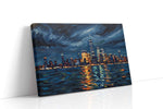 Luminous Metropolis Reflections urban canvas print, gallery-wrapped, ready to hang