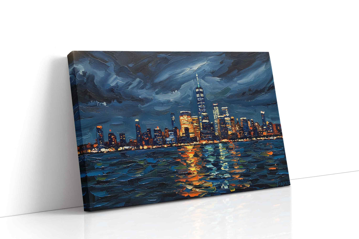 Luminous Metropolis Reflections urban canvas print, gallery-wrapped, ready to hang