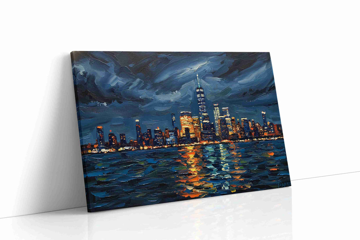 Luminous Metropolis Reflections urban canvas print gallery-wrapped landscape canvas studio shot