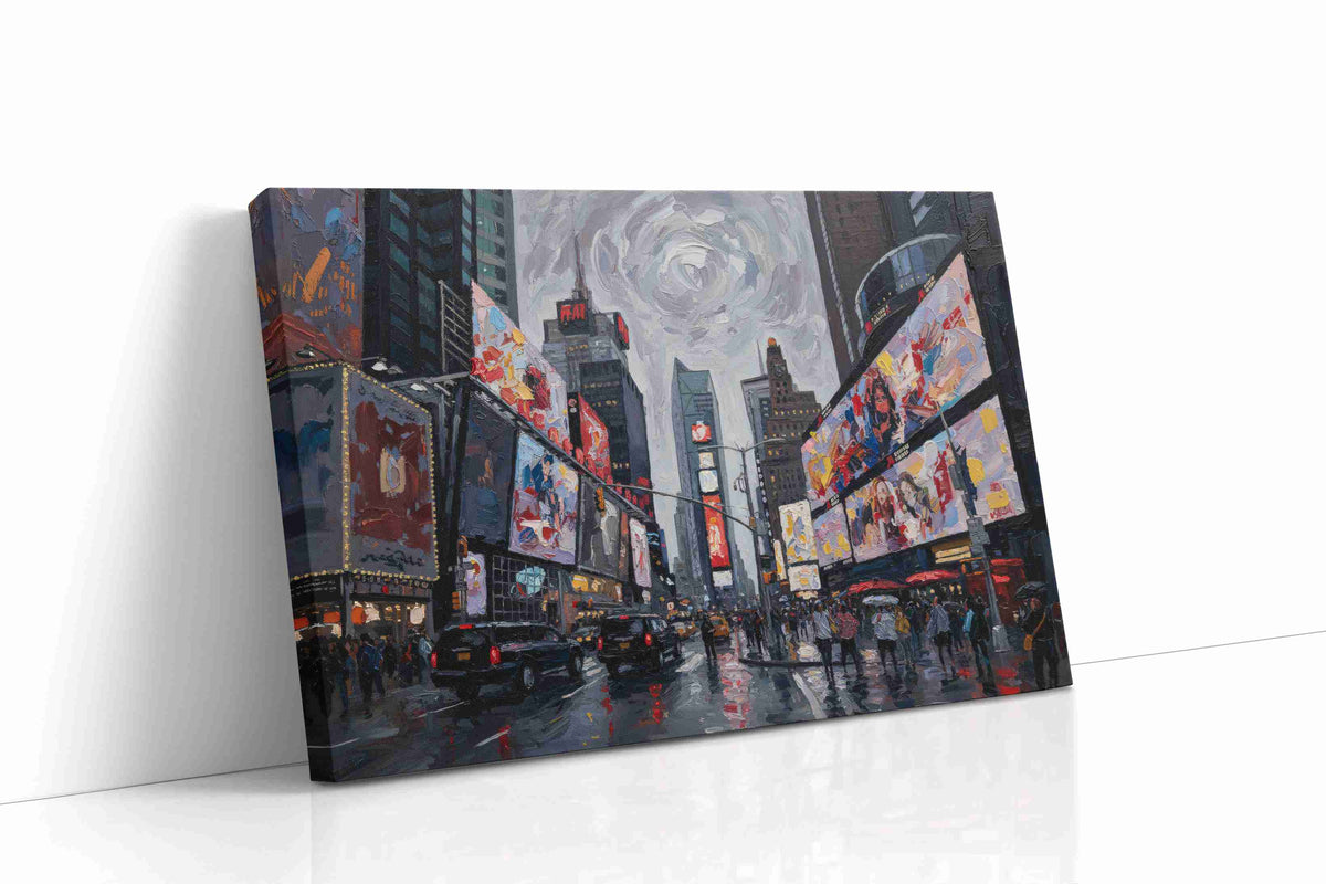 Neon Symphony of the City urban canvas print gallery-wrapped landscape canvas studio shot