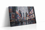 Neon Symphony of the City urban canvas print gallery-wrapped landscape canvas studio shot