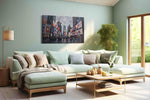 Neon Symphony of the City urban canvas print, hanging on wall