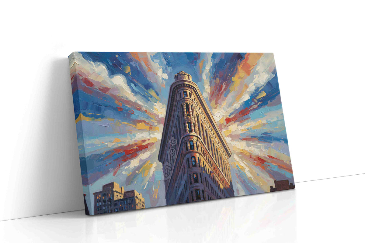 Radiance of the City Spire urban canvas print gallery-wrapped landscape canvas studio shot