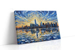 Radiant Skyline Reflections urban canvas print gallery-wrapped landscape canvas studio shot