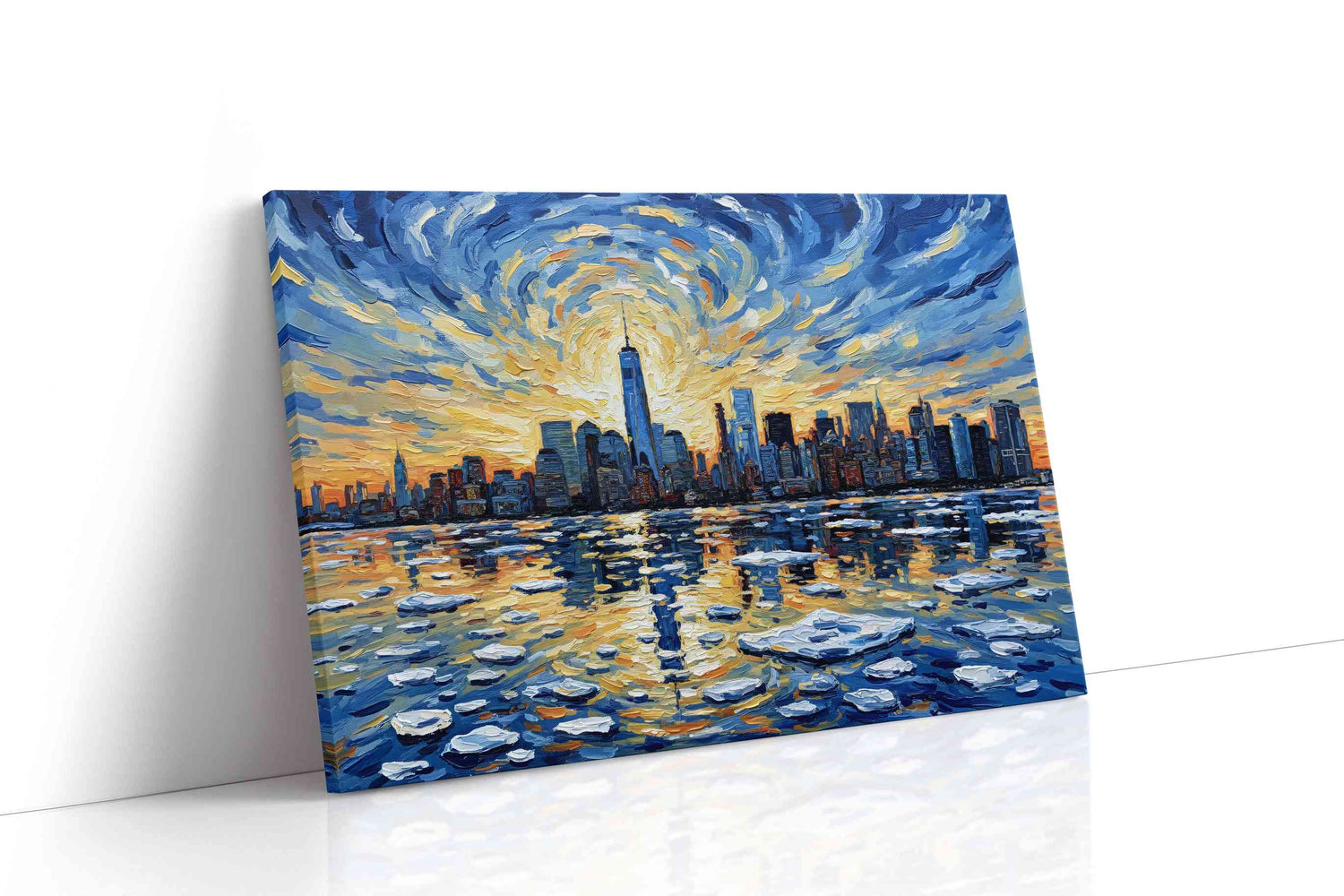 Radiant Skyline Reflections urban canvas print, gallery-wrapped, ready to hang