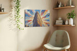 Radiant Urban Reverie landmarks canvas print styled in a living room