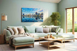 Reflections of a City Dream landscape canvas print shown in a wall scene