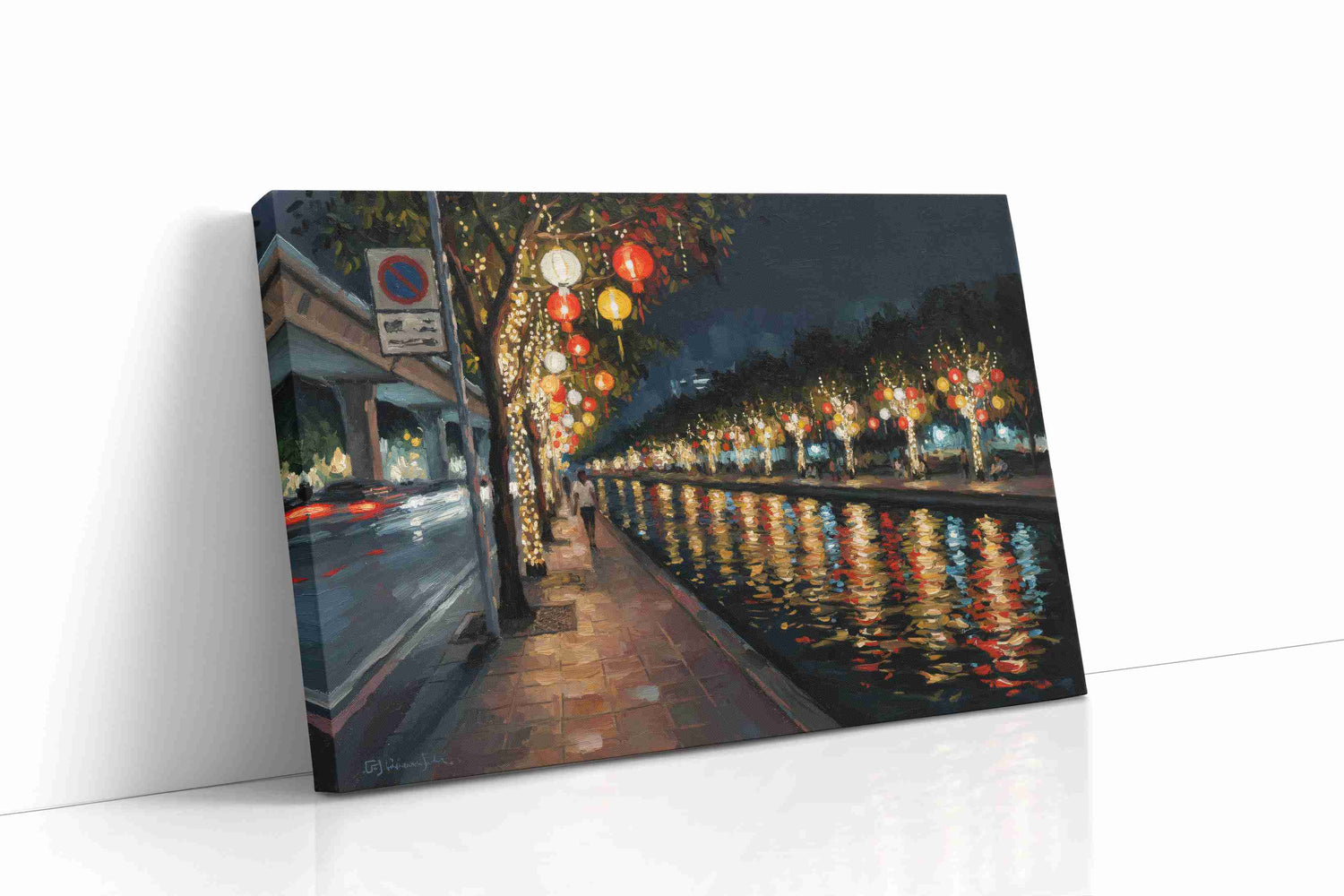 Reflections of a Lanterned Night urban canvas print, gallery-wrapped, ready to hang