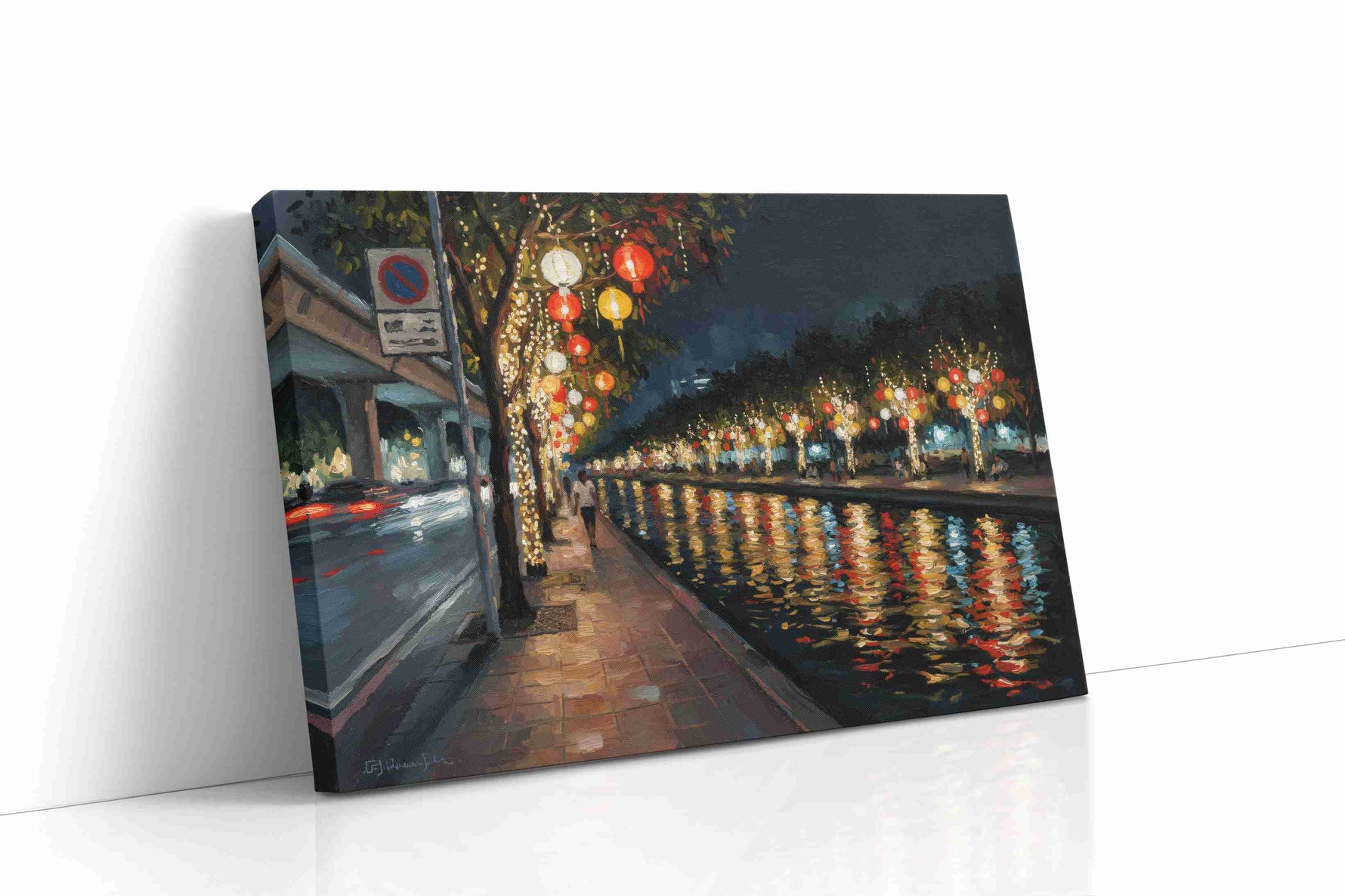 Reflections of a Lanterned Night urban canvas print, gallery-wrapped, ready to hang