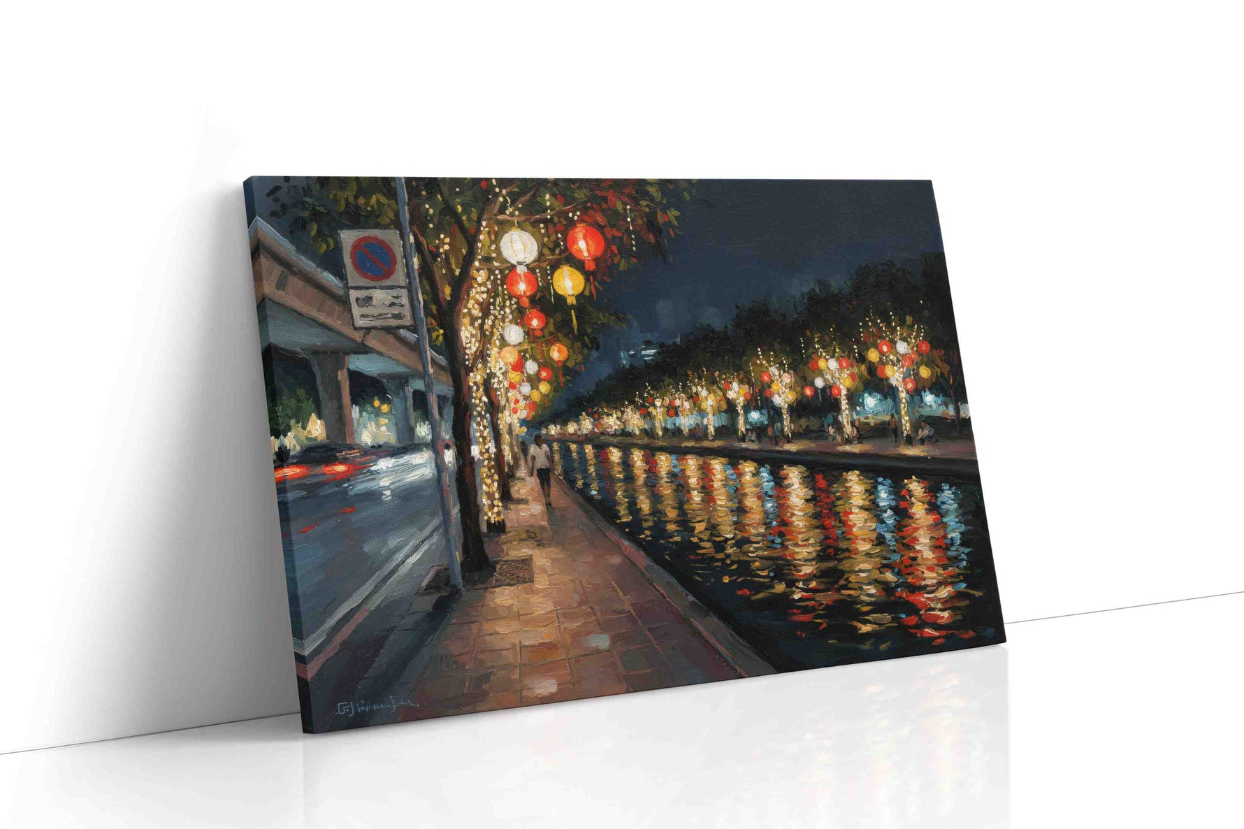 Reflections of a Lanterned Night urban canvas print gallery-wrapped landscape canvas studio shot