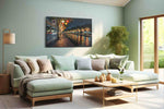 Reflections of a Lanterned Night urban canvas print, hanging on wall