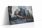 Reflective City Symphony urban canvas print gallery-wrapped landscape canvas studio shot