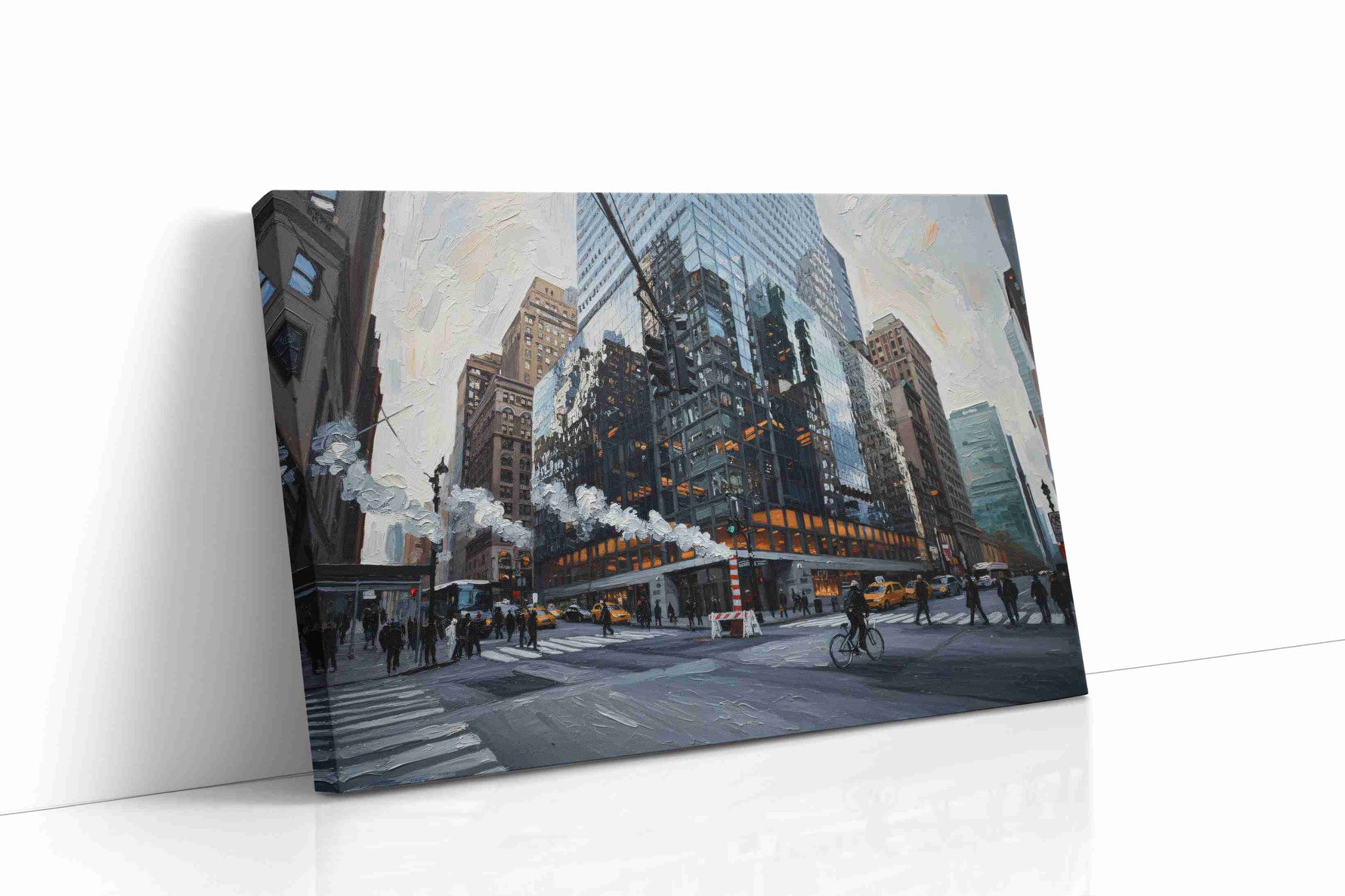 Reflective City Symphony urban canvas print gallery-wrapped landscape canvas studio shot