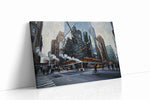 Reflective City Symphony urban canvas print, gallery-wrapped, ready to hang