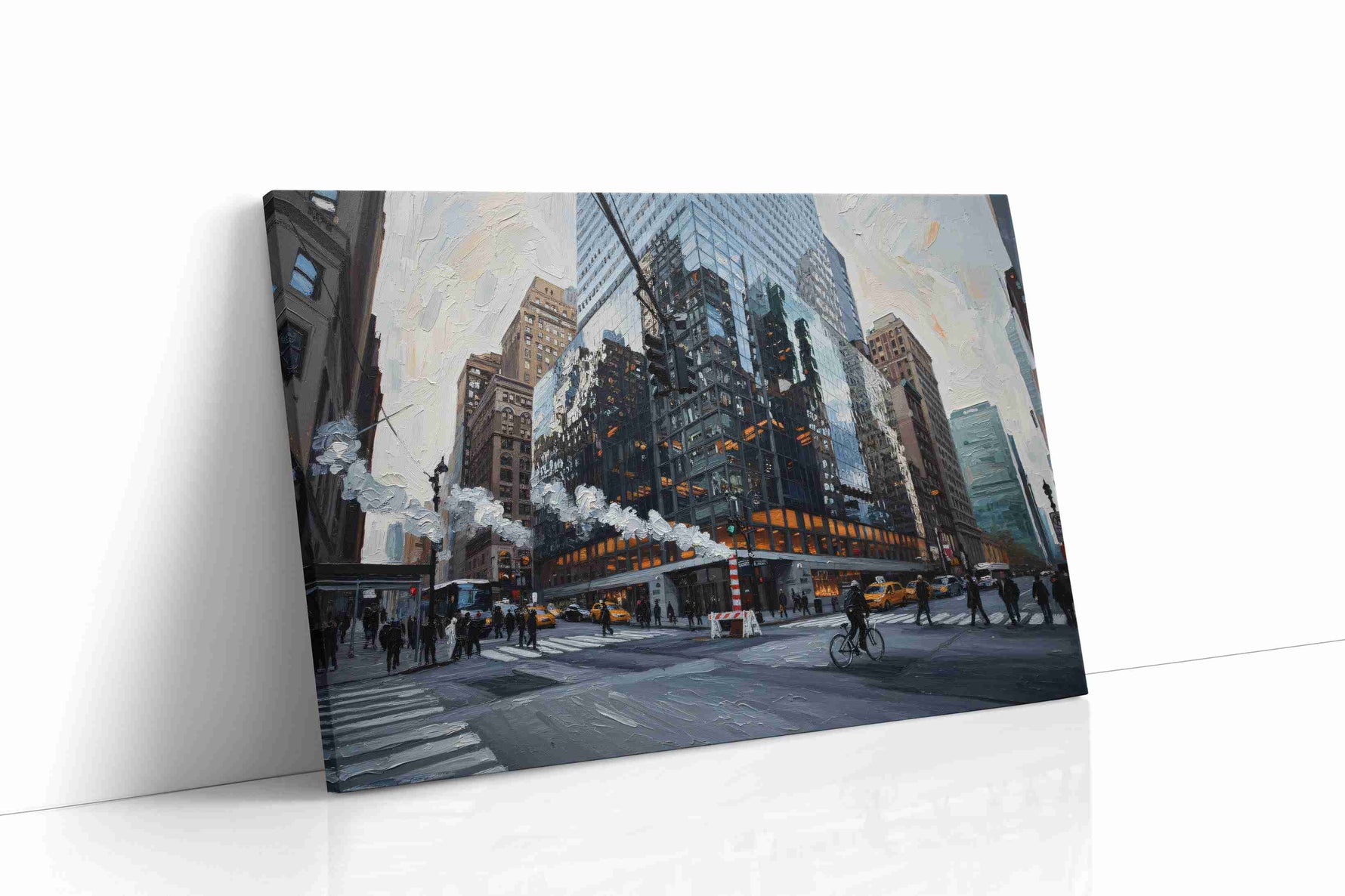 Reflective City Symphony urban canvas print, gallery-wrapped, ready to hang