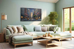 Skyline Symphony at Dusk urban canvas print, hanging on wall