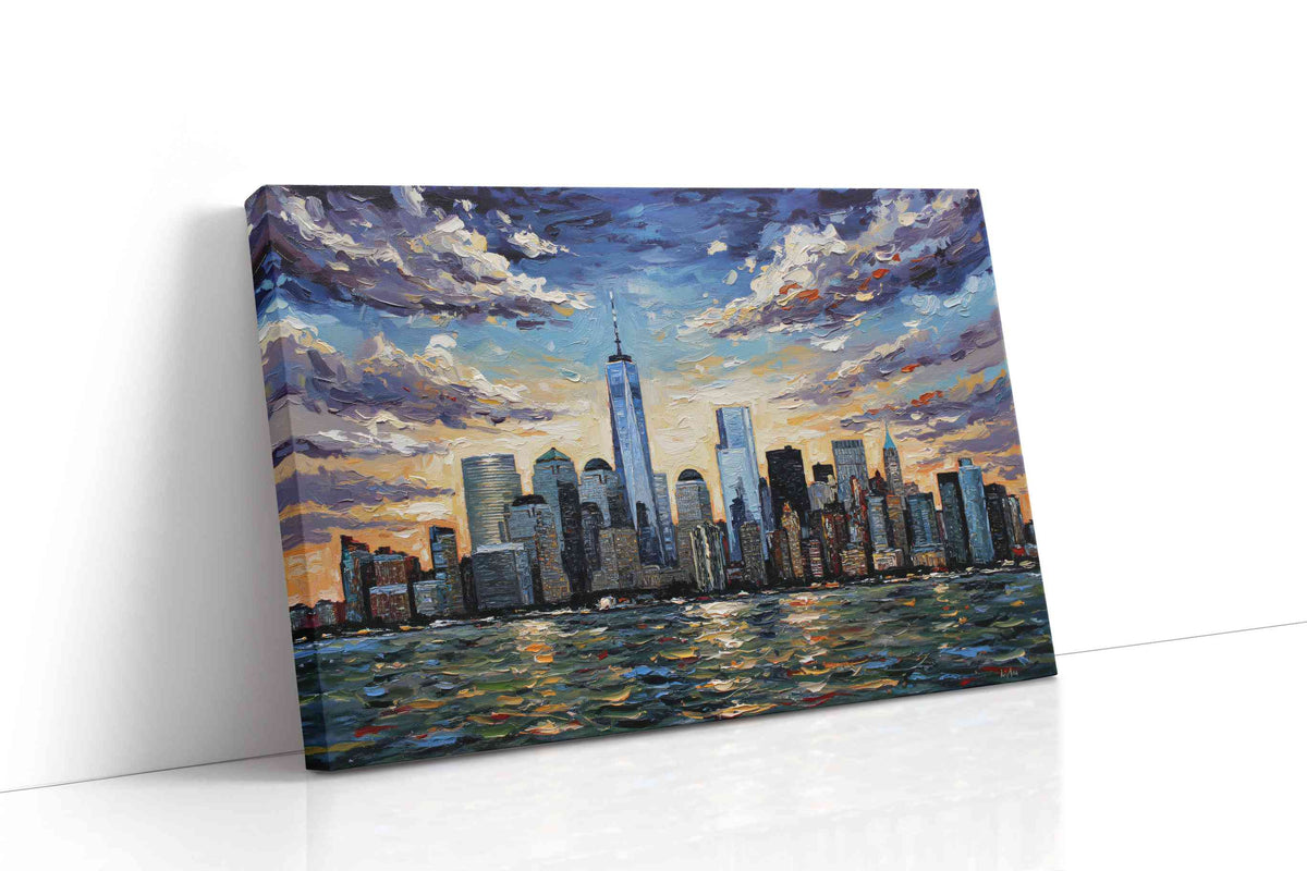 Skyline Symphony at Sunset urban canvas print, gallery-wrapped, ready to hang