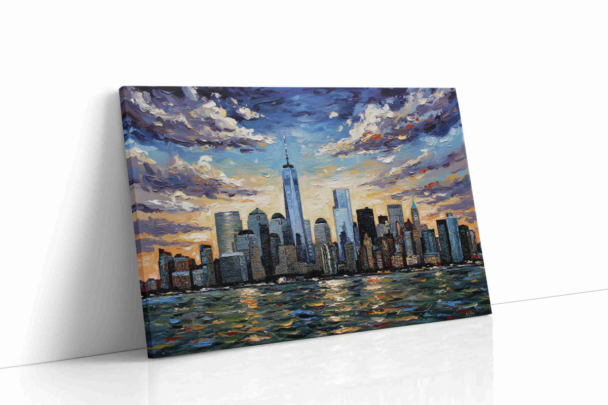 Skyline Symphony at Sunset urban canvas print gallery-wrapped landscape canvas studio shot