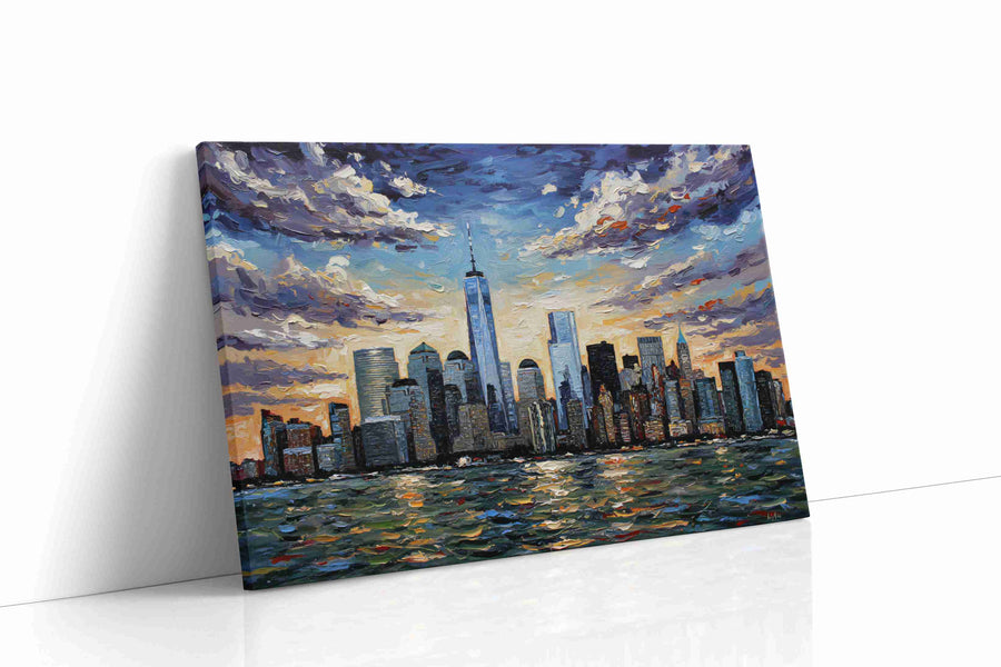 Skyline Symphony at Sunset II urban canvas print gallery-wrapped landscape canvas studio shot