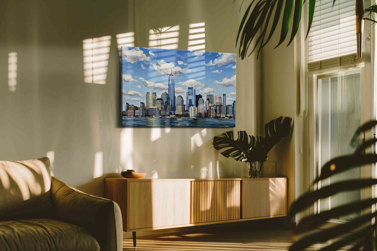 Skyscraper Symphony landscape canvas print, on wall, lifestyle preview