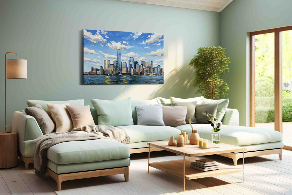Skyscraper Symphony landscape canvas print, hanging on wall