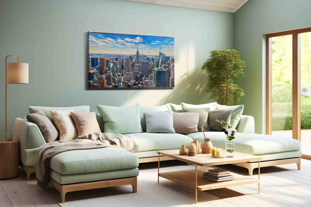 Skyscraper Symphony II urban canvas print, hanging on wall