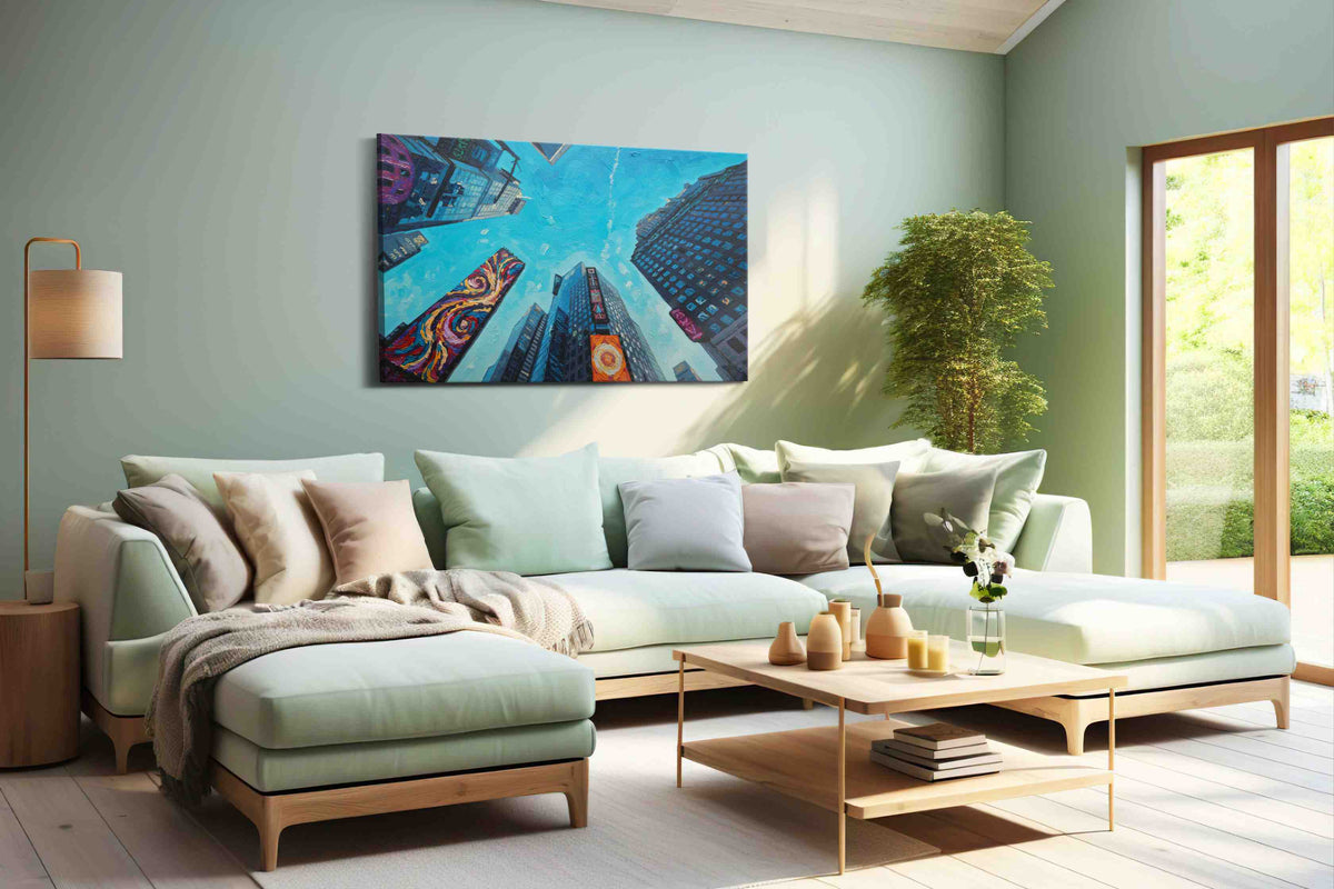 Skyscraper Symphony III urban canvas print, hanging on wall