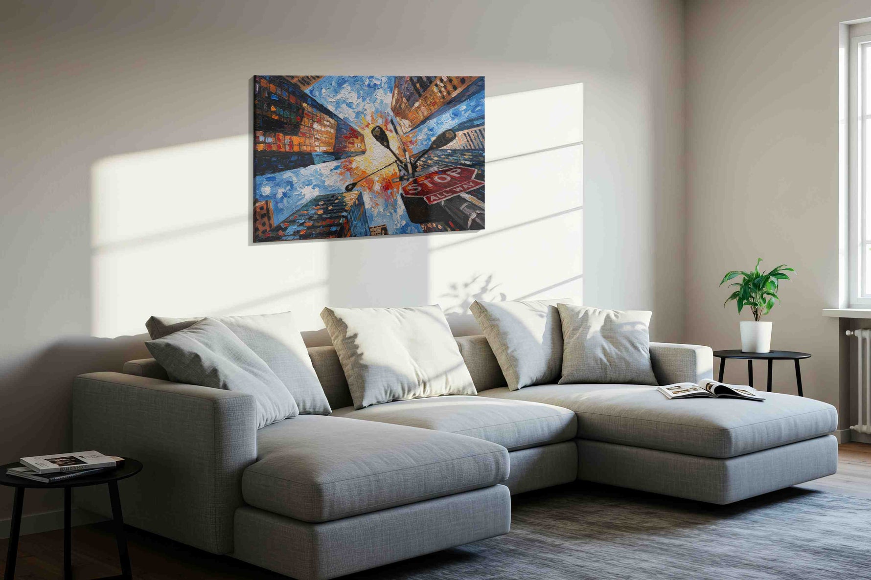 Skyward Metropolis Symphony – urban canvas wall art, gallery-wrapped, ready to hang