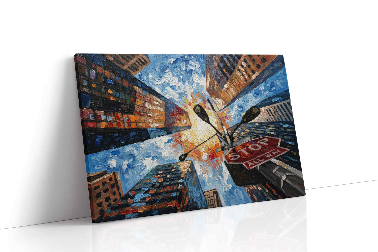 Skyward Metropolis Symphony urban canvas print, gallery-wrapped, ready to hang