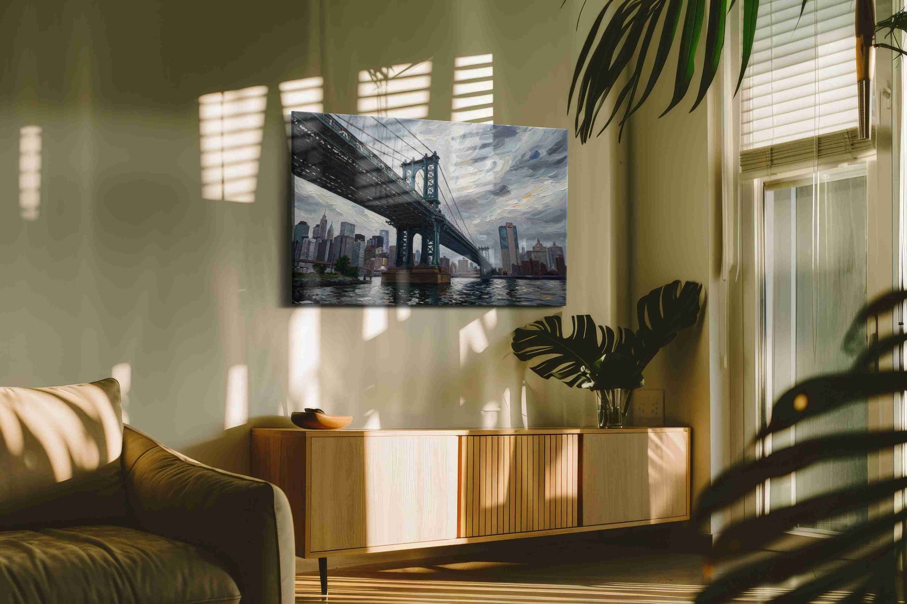 Skyward Steel Symphony urban canvas print, on wall, lifestyle preview