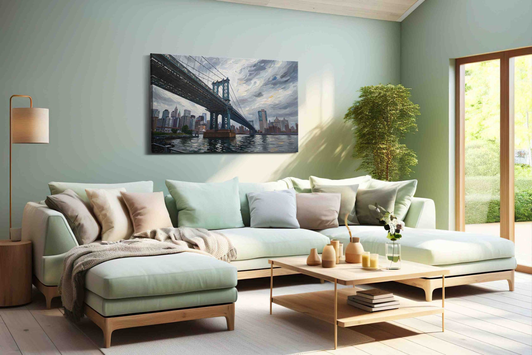 Skyward Steel Symphony urban canvas print, hanging on wall