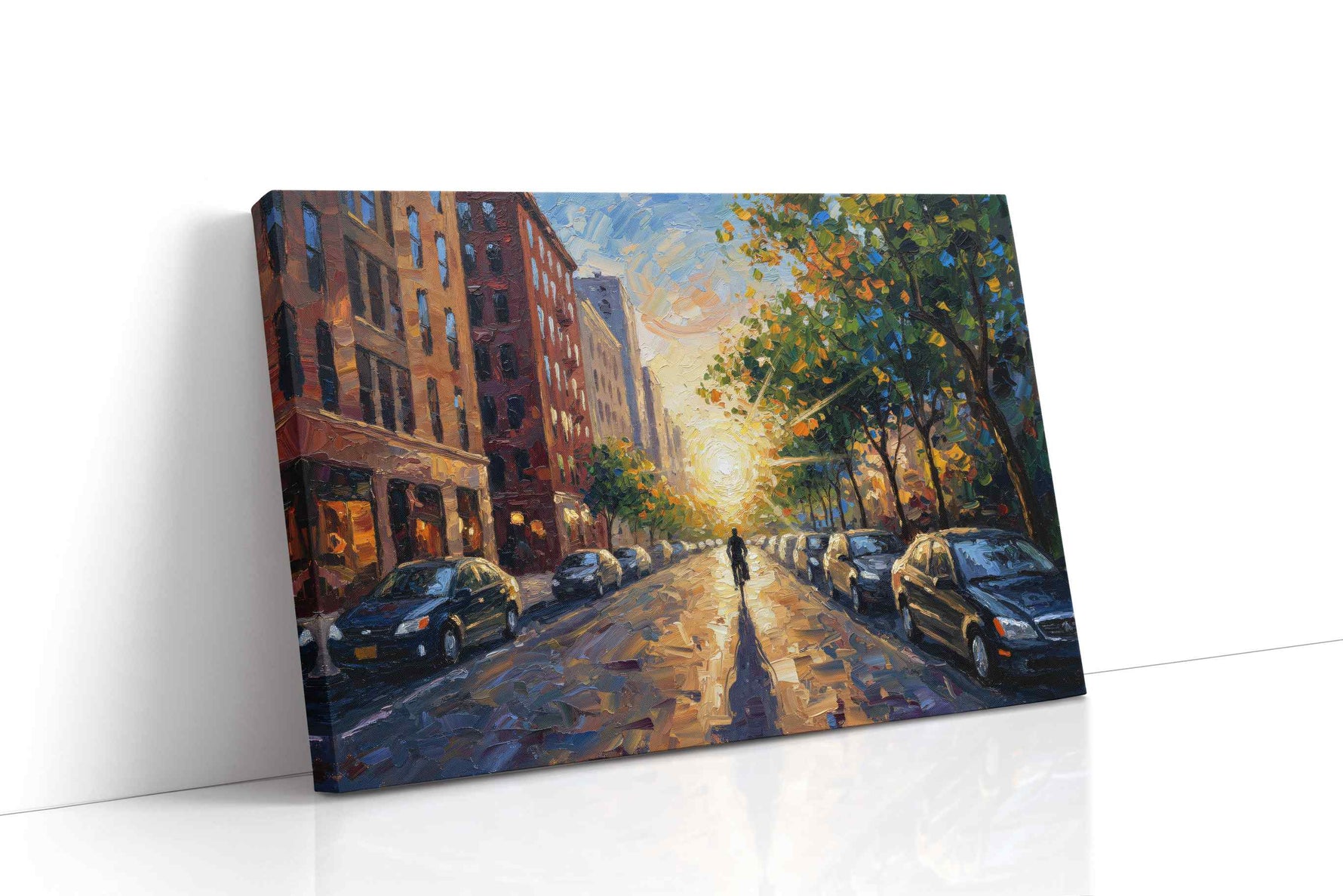 Sunlit Urban Symphony urban canvas print gallery-wrapped landscape canvas studio shot