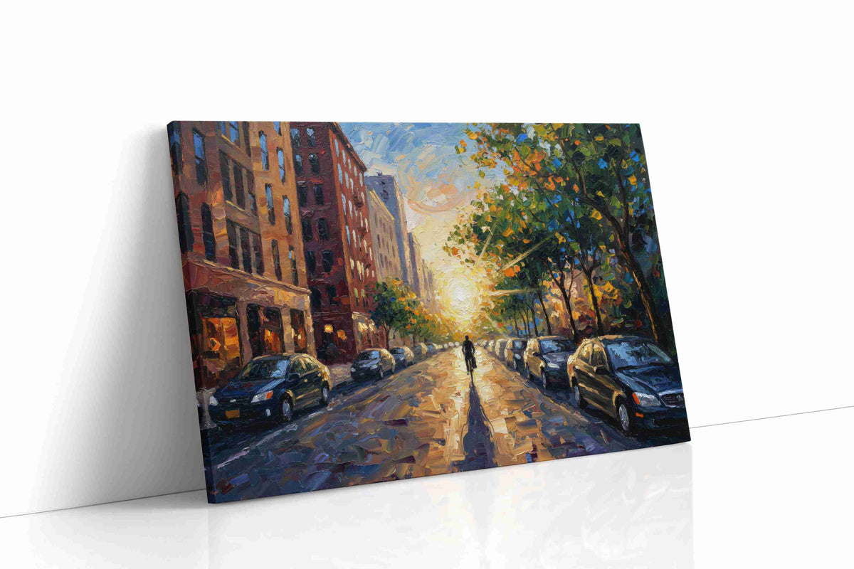 Sunlit Urban Symphony urban canvas print, gallery-wrapped, ready to hang