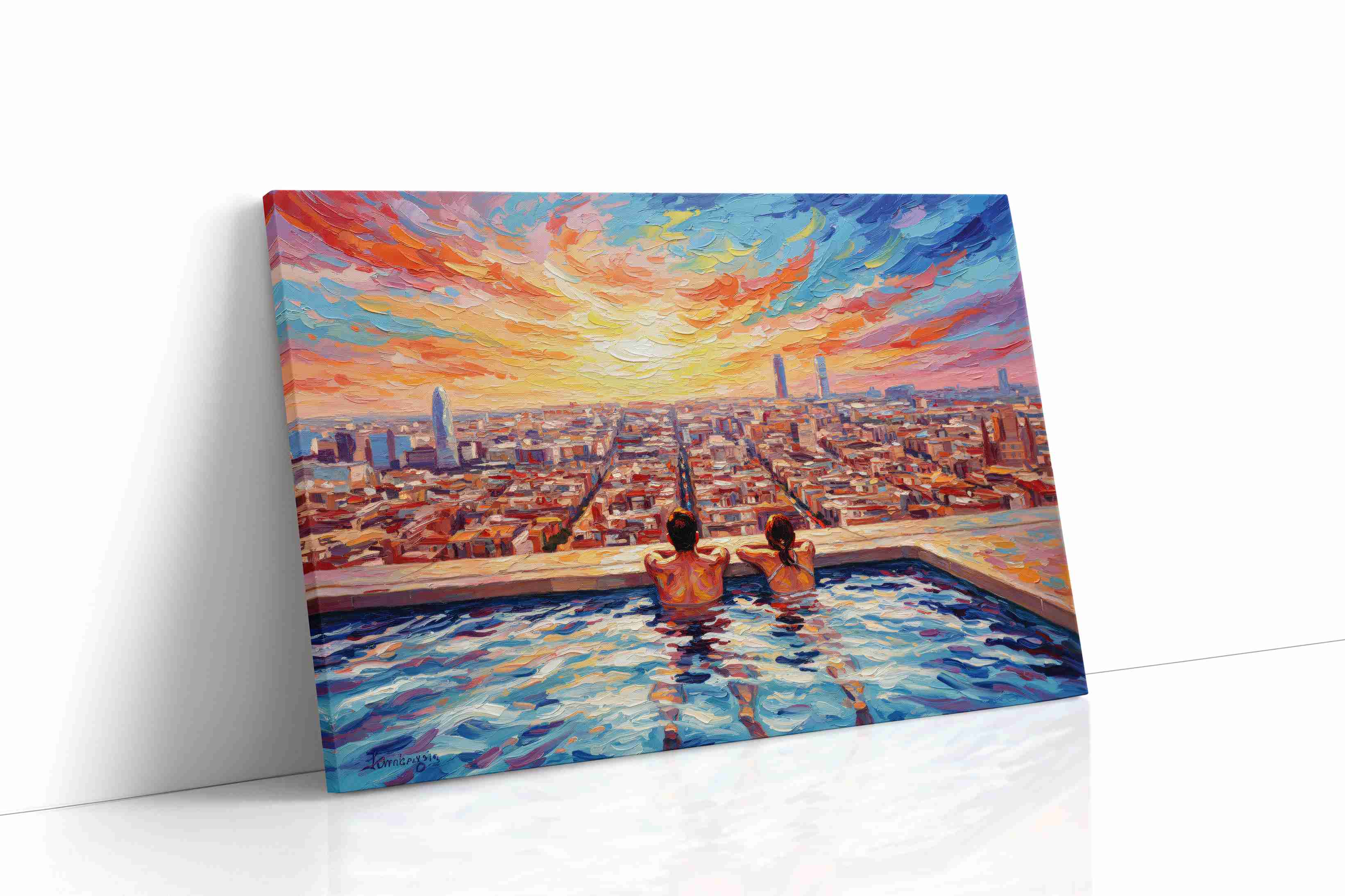 Sunset City Reverie romance canvas print, gallery-wrapped, ready to hang