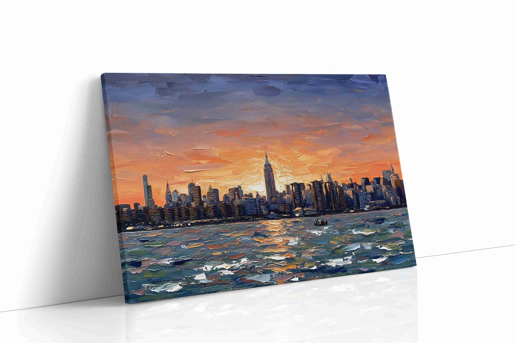 Sunset Symphony Over Manhattan landscape canvas print gallery-wrapped landscape canvas studio shot