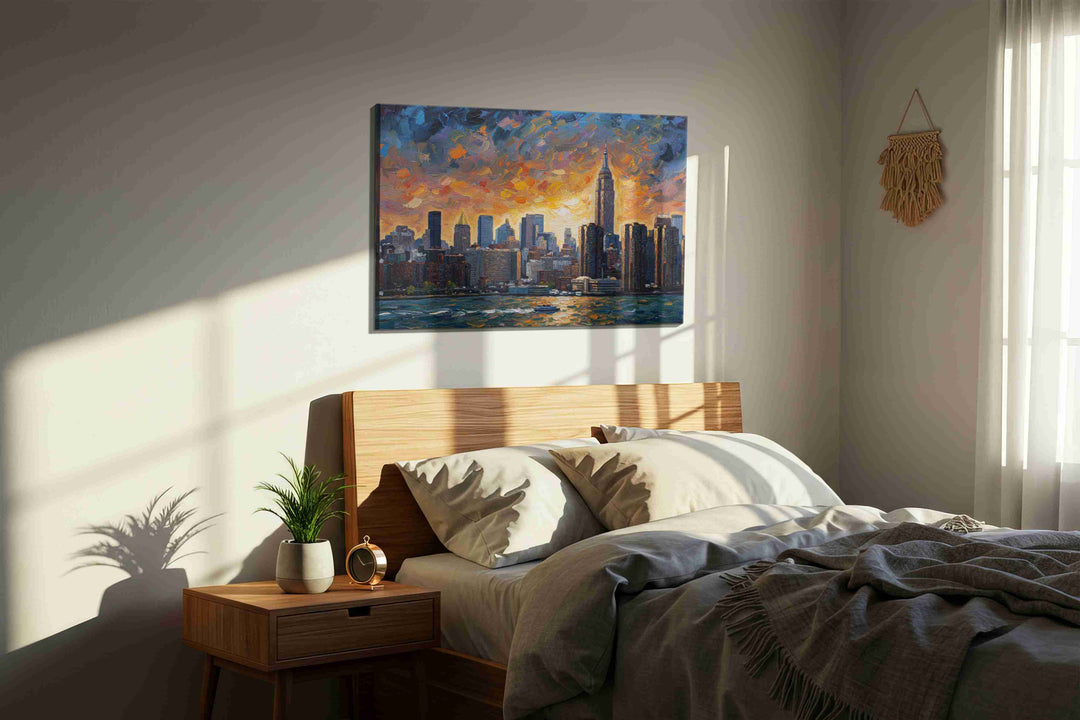 Sunset Symphony Skyline – urban canvas wall art, gallery-wrapped, ready to hang
